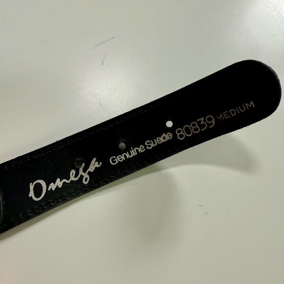 3/$20 VTG Women's Medium 80's Omega Suede Leather & Metal Color Block Glam Belt - Picture 5 of 9